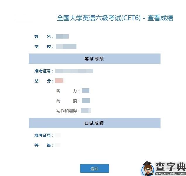 2019年6月英语六级成绩单打印时间：9月1